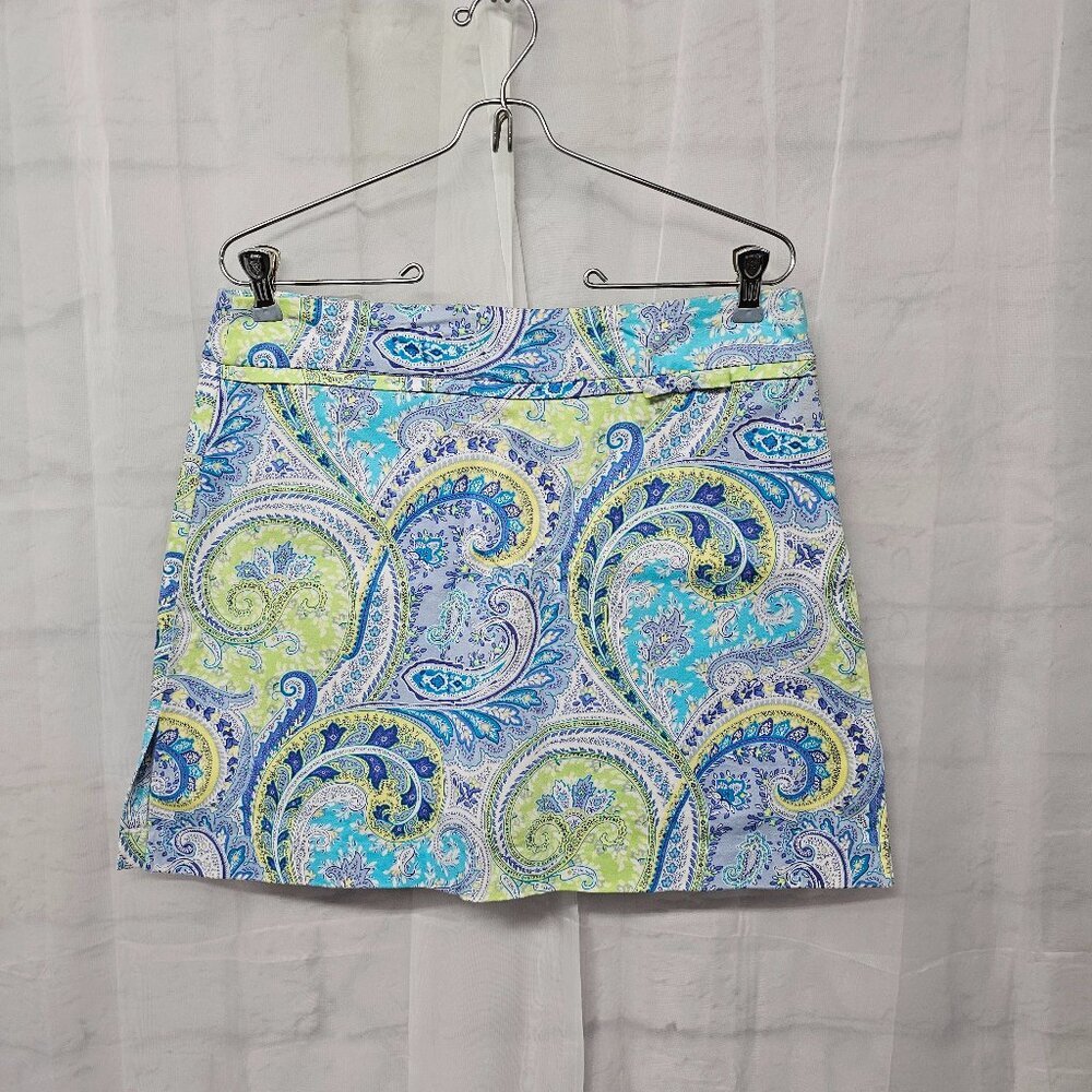 Alanni Blue Green Paisley Skort Boho Floral Retro Mod 10